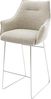 Barstuhl Alja-Flex Webstoff Soft Beige Kufengestell Edelstahl Silberfarben Taschenfederkern Bild 1