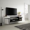 Skraut Home | TV-Schrank, Lowboard | für Wohnzimmer und Esszimmer | 200 x 45 x 35 cm | Für TV-Geräte bis zu 80" | Hängend | Moderner Stil | Weiß und Schwarz Bild 4