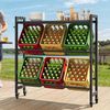 YITAHOME getränkekistenregal mit ablage 6 kisten, getränkekistenregal rollen, verstellbaren füße, Öffner, Haken, Metall regal getränkekisten für Bier, Obst, Gemüse, Wasser, getränkeregal kisten regal Bild 3