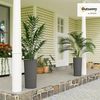 Outsunny Blumentopf mit Löcher (Pflanzkübel, 2 St, Pflanztöpfe), für Garten Balkon Dunkelgrau Bild 2