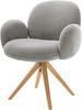 Drehstuhl Nube-Flex mit Armlehnen Strukturstoff Soft Grau Holzgestell kantig Natur 180° drehbar Taschenfederkern Bild 1