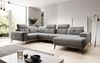 Designer Sofa Nerio mit verstellbarer Kopf- und Rückenlehne Samt Grau Rechts Bild 2