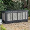 Keter Gartenbox Kentwood, 350 Liter, Holzoptik Stormgrey, Deckel bis 260 kg belastbar, abschließbar, wetterfest, UV-resistent, wartungsfrei Bild 2