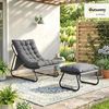 Outsunny Gartenliege mit Hocker, 13 cm dicker Auflage, rutschfesten Füßen, Balkonsessel, 2 St, Loungesessel, für Garten,Terrasse Dunkelgrau Bild 2