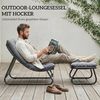 Outsunny Gartenliege mit Hocker, 13 cm dicker Auflage, rutschfesten Füßen, Balkonsessel, 2 St, Loungesessel, für Garten,Terrasse Dunkelgrau Bild 4