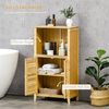 HOMCOM Badkommode Badzimmerschrank mit offenem Regal (Badezimmer Standregal, 1 St, Badregal), Bambus, Natur, 50 x 25,5 x 92 cm Bild 5