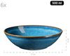 7-teiliges Bowl Set aus Keramik, 1 Salat-Schüssel groß und 6 Schalen für Salat, Müsli, Suppe oder Pasta, mit Vintage Glasur in Blau Bild 4