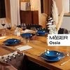 7-teiliges Bowl Set aus Keramik, 1 Salat-Schüssel groß und 6 Schalen für Salat, Müsli, Suppe oder Pasta, mit Vintage Glasur in Blau Bild 2