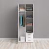 Kleiderschrank mit zwei Türen und drei Schubladen, Farbe Weiß, Maße 77 x 200 x 49,5 cm Bild 2