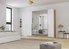Rauch Möbel Alabama, Kleiderschrank, Garderobenschrank, 5-türig, Spiegel, Zubehör Basic, 3 Kleiderstangen, 3 Einlegeböden, Farbe Hochglanz Weiß/Eiche Artisan, Holz, Griff Grau metallic, 226 x 210 x 54 cm Bild 2