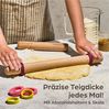 Praknu Nudelholz Nudelholz mit Abstandshalter - 2er Set - Teigroller aus FSC® Holz Buchenholz, (2er Set, 2-tlg), Teigroller aus nachhaltigem FSC Holz, Für gleichmäßiges Ausrollen Bild 2