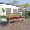 chilly pilley Bankkissen Wasserabweisend Bankauflage Bankpolster Reißverschluss mit Schlaufen Bankpolster Sitzkissen Kissen für Gartenbank Gartenbankauflage (180 x 50 x 5, Dunkelrot) Bild 2