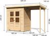Karibu Holz Gartenhaus Set "Merseburg 2", naturbelassen, 1,8x1,2 m (B x T),mit Anbaudach Bild 3