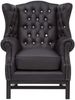 Chesterfield Sessel Echtleder schwarz 89x104x79 cm massivum Kingsfield Ohrensessel mit Armlehnen Strasssteinchen Wohnzimmer Bild 5