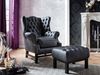 Chesterfield Sessel Echtleder schwarz 89x104x79 cm massivum Kingsfield Ohrensessel mit Armlehnen Strasssteinchen Wohnzimmer Bild 2
