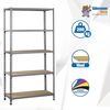 Simonrack Schwerlastregal, Lagerregal, 200 x 120 x 40 cm, Metallregal, Kellerregal, Biegestelle 200 kg, 5 Holzfachböden, Grau/Holz - Maderclick Bild 3