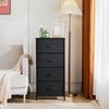 Sweetcrispy Kommode mit 4 Schubladen, Stoff Schubladenschrank, Schmal Schrank, Kommode Schlafzimmer, Industrial Stil für Wohnzimmer, Kinderzimmer, Flur Aufbewahrungsschrank, Schwarze Bild 2