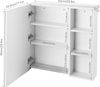 Mondeer Badezimmerschrank mit Spiegel, Spiegelschrank Bad der Wand montiert mit 1 Tür und 1 Tropfschale verstellbaren Ablagen moderner Stil, 65 x 15 x 65 cm, Weiß Bild 3