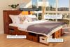 Funktionsbett Bali 160x200 Karamell - Schrankbett mit viel Stauraum und Schubladen, optimal für kleine Schlafzimmer - Bett mit Aufbewahrung aus Kiefer Massivholz – Schubladenbett inkl. Lattenrost… Bild 3