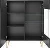 Lomadox Wohnzimmer-Set HERMOSILLO-160, (Mega-Spar-Set, 3-St, Highboard Sideboard Couchtisch), Wohnwand Wohnmöbel, graphit, Oberboden Marmoroptik, goldene Füße Bild 3