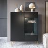 Lomadox Wohnzimmer-Set HERMOSILLO-160, (Mega-Spar-Set, 3-St, Highboard Sideboard Couchtisch), Wohnwand Wohnmöbel, graphit, Oberboden Marmoroptik, goldene Füße Bild 2