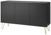 Lomadox Wohnzimmer-Set HERMOSILLO-160, (Mega-Spar-Set, 3-St, Highboard Sideboard Couchtisch), Wohnwand Wohnmöbel, graphit, Oberboden Marmoroptik, goldene Füße Bild 4