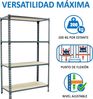 Simon Rack Schwerlastregal, 1500 x 1200 x 500 mm, Bis 200 kg Belastbar, 4 Verstellbare Ablagen, MDF-Platten, Kellerregal, Lagerregal, Grau/Holz - Maderclick Bild 4
