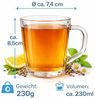 BigDean Teeglas 6 Stück Teegläser Set Teegläser mit Henkel 230 ml Kaffee Gläser robust, 6-tlg, Glas, Vielseitig, Spülmaschinengeeignet, Mikrowellengeeignet Bild 2