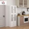 HOMCOM Küchenbuffet 170 cm hoher Küchenschrank (moderner Küchenaufbewahrungsschrank, 1-St, mit 4 Glastüren, Schubladen, verstellbaren Regalen) 59 x 30 x 170 cm, Weiß Bild 2