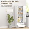 HOMCOM Küchenbuffet 170 cm hoher Küchenschrank (moderner Küchenaufbewahrungsschrank, 1-St, mit 4 Glastüren, Schubladen, verstellbaren Regalen) 59 x 30 x 170 cm, Weiß Bild 5