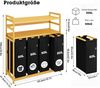 AdelDream Wäschekorb 200L Wäschesortierer mit Regalen 4 Fächer 2 Ablagen Wäschebox Bambus Bild 3