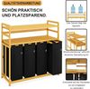 AdelDream Wäschekorb 200L Wäschesortierer mit Regalen 4 Fächer 2 Ablagen Wäschebox Bambus Bild 4
