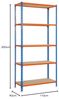 SimonRack Schwerlastregal, Lagerregal, 200 x 110 x 40 cm, Metallregal, Kellerregal, Biegestelle 200 kg, 5 Holzfachböden, Blau/Holz - Maderclick Bild 2