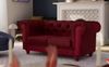 Menzzo Grand Canapé Chesterfield 2-Sitzer Sofa mit Samtbezug Rot Bild 2