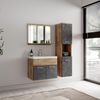 Badplaats Badezimmerschrank Montreal 30 x 30 x 131 cm Kastanien Eiche mit Dunkel Grau - Hoch Badschrank Mit 2 Türen Bild 2