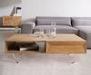 Couchtisch Kayu 115x60 cm Akazie Natur 2 Schübe V-Fuß Edelstahl Bild 3