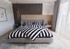 Mako Satin Bettwäsche Blocksteifen dunkelblau 135x200 + 80x80 Bild 2