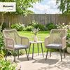 Outsunny Gartenstuhl mit Armlehne, Sitzkissen, Metallrahmen (Gartenstühle, 2 St), für Hinterhof Garten Balkon Hellgrau Bild 2