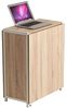 BAKAJI Mehrzweck-Schreibtisch, klappbar, ausziehbar, mit Bücherregal, 4 Fächern und Ablagen aus Holz und Stahl, Farbe Beige Bild 3