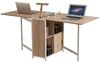 BAKAJI Mehrzweck-Schreibtisch, klappbar, ausziehbar, mit Bücherregal, 4 Fächern und Ablagen aus Holz und Stahl, Farbe Beige Bild 5