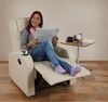 Fernsehsessel Durham, TV Sessel Relaxsessel Liegesessel, Kunstleder ~ creme Bild 2