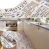 ANRO Küchenläufer Hochwertig GreenLine Flurläufer Teppichläufer Textil, Eckig, Bodenläufer 100x52cm Newspaper Beige pflegeleicht Bild 3