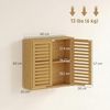 HOMCOM Hängeschrank mit atmungsaktiven Lamellentüren, verstellbarer Ablage (Wandschrank aus Bambus, 1-St, Badezimmerschrank) über der Toilette, 60 x 20 x 60 cm, Naturholz Bild 3