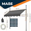 KESSER® Klemmmarkise mit Handkurbel & LED Lichterkette | Balkonmarkise ohne Bohren | Markise UV-beständig höhenverstellbar & wasserabweisend | Sonnenschutz für Balkon Terrasse & Garten Anthrazit, 400cm Bild 5