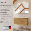 FACKELMANN MILANO Waschtisch Set mit Spiegelschrank 107 cm breit, Braun hell, Waschbecken Keramik Weiß Bild 2