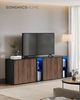 SONGMICS HOME Superschnelle werkzeuglose Montage, Sideboard mit Beleuchtung, 2er Set Aufbewahrungsschrank, TV-Schrank, Glasablage, Toolless-Technologie, von SONGMICS, naturwalnussfarben-ebenholzschwarz BBKDE792B01 Bild 2