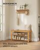 Songmics Bambus Schuhregal, Schuhschrank mit Sitzbank, Schuhbank mit 3 Ablagen 90 x 28 x 45 cm ideal für Wohnzimmer, Flur, Bad, Diele, LBS90N Bild 3