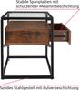 tectake Nachttisch Beistelltisch Preston 43x45x54,5cm (1-St, 1 tlg), Eckiger Nachttisch mit Glasoberfläche im stylishen Industrial Look Bild 5