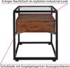 tectake Nachttisch Beistelltisch Preston 43x45x54,5cm (1-St, 1 tlg), Eckiger Nachttisch mit Glasoberfläche im stylishen Industrial Look Bild 4