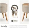 tectake 800836 Sitzhocker mit Stauraum in Leinenoptik, bis 300 kg belastbar, rund, Deckel abnehmbar, gepolsterter Hocker, Beine aus Buche mit Filzgleitern (Sand | Nr. 403972) Bild 5